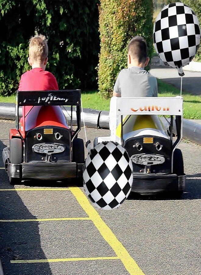 EaciTown 10 Pieces Checkered balloons Racing Car Balloons 18 Inch Black and White Mylar Foil Balloon for Checkered Themed Party Decoration Supplies - Image 5